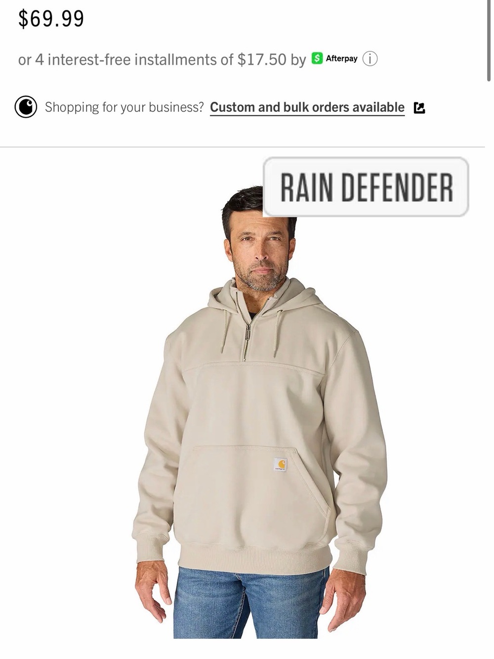 Carhartt Men’s Hooded Performance Pullover - Sandstone Beige